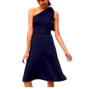 Loft one shoulder flare dress navy